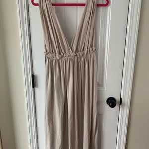 Zara Midi Dress Nude with Plunging Neckline